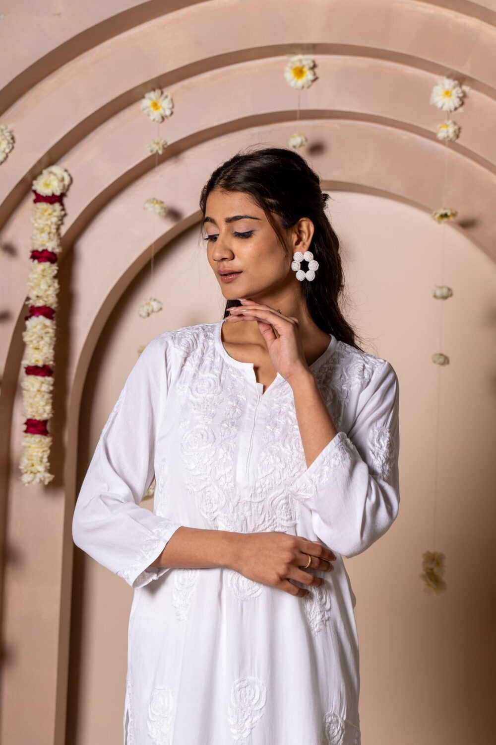 Gulab Mahal Premium Modal Chikankari Kurti & Palazzo Co-ord Set