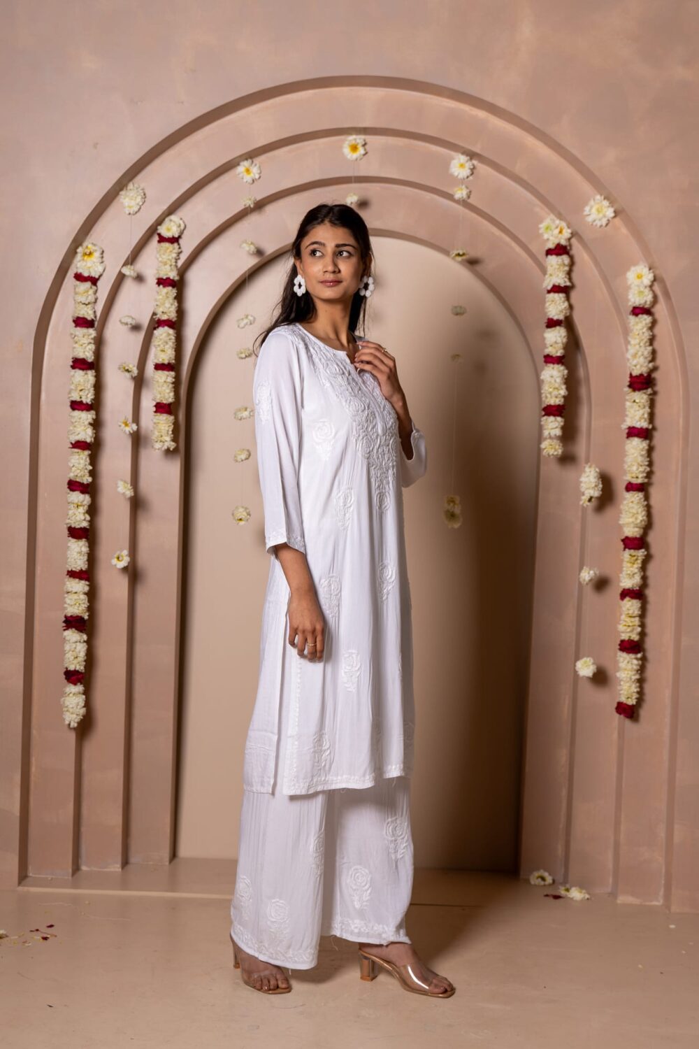 Gulab Mahal Premium Modal Chikankari Kurti & Palazzo Co-ord Set