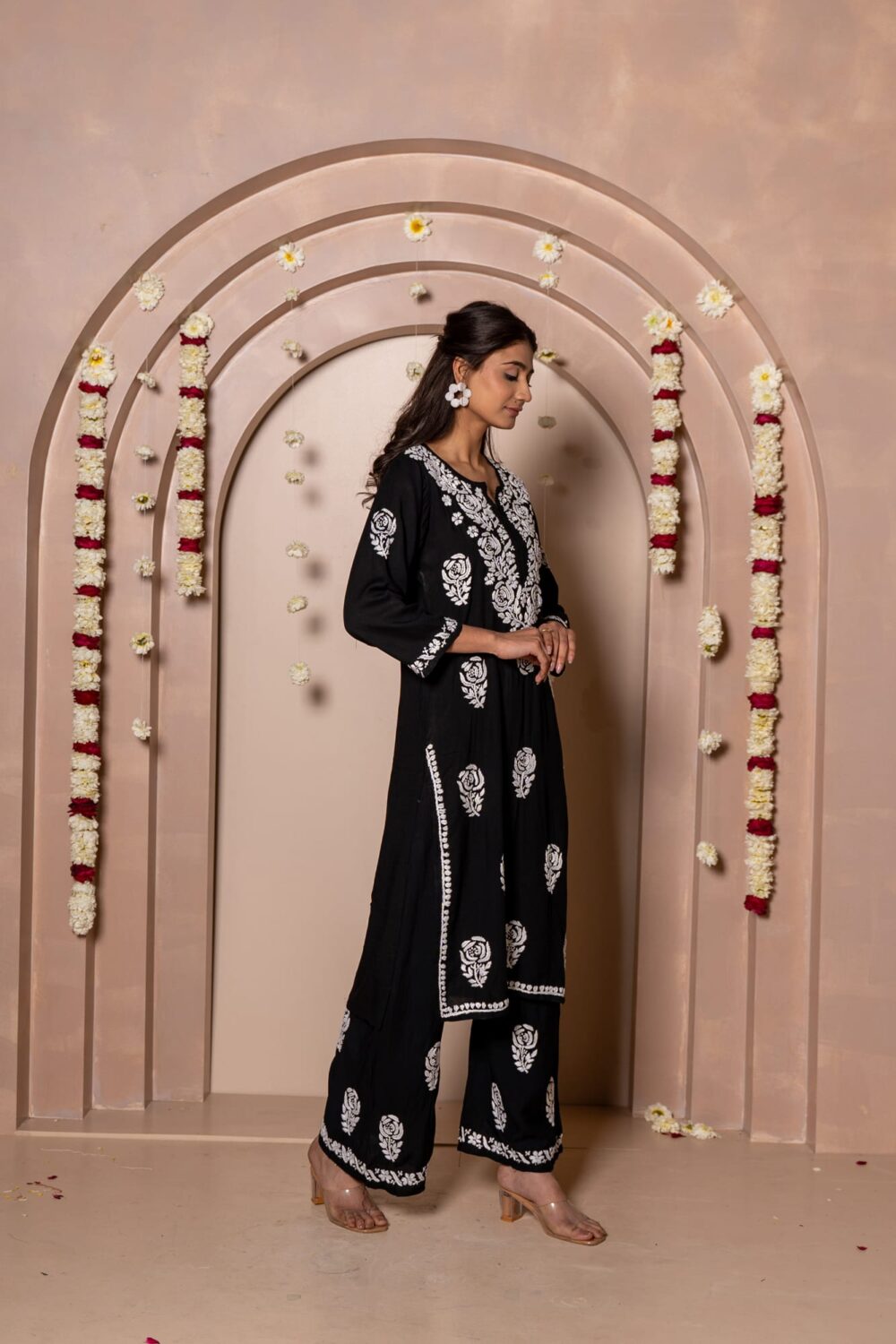 Gulab Mahal Premium Modal Chikankari Kurti & Palazzo Co-ord Set