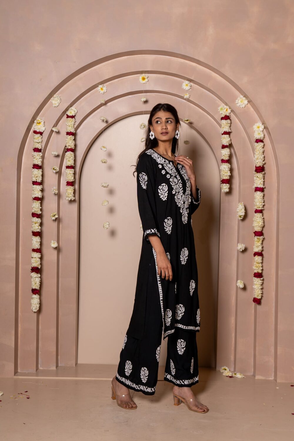 Gulab Mahal Premium Modal Chikankari Kurti & Palazzo Co-ord Set