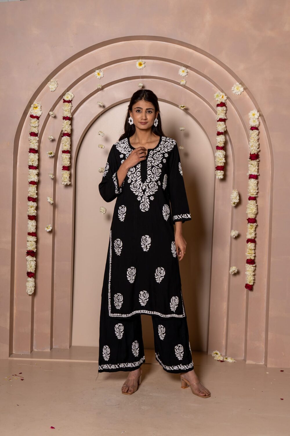 Gulab Mahal Premium Modal Chikankari Kurti & Palazzo Co-ord Set