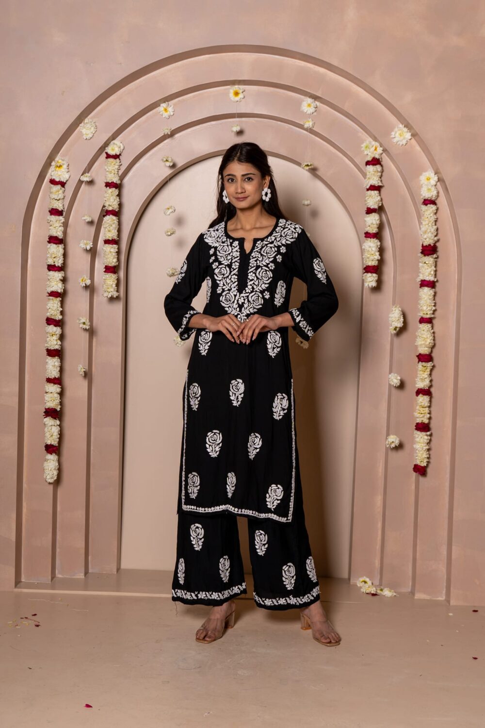 Gulab Mahal Premium Modal Chikankari Kurti & Palazzo Co-ord Set