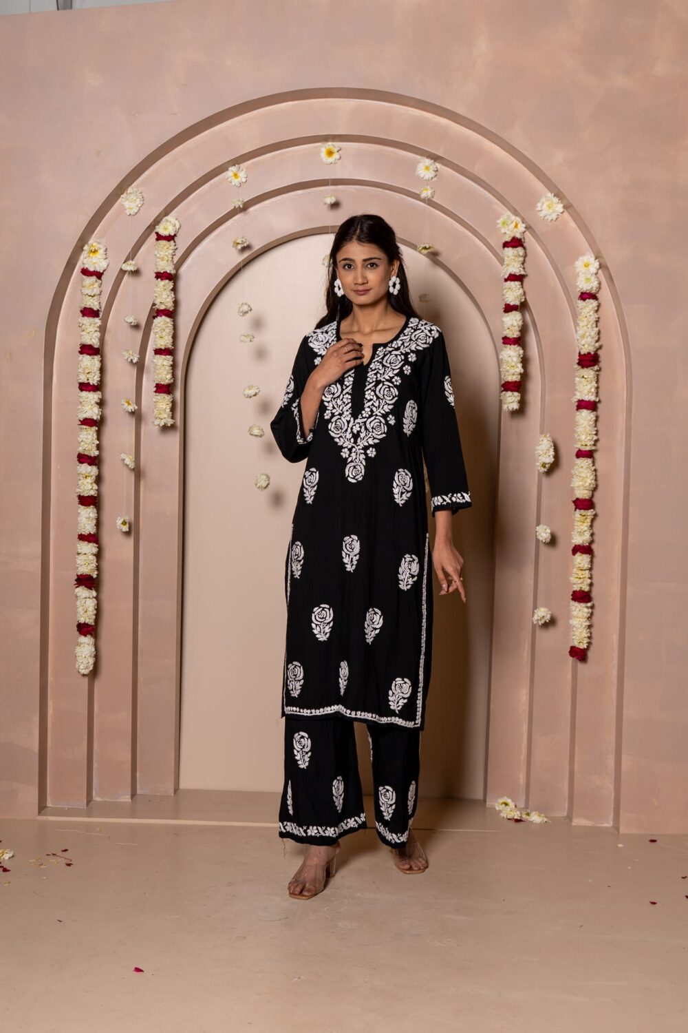 Gulab Mahal Premium Modal Chikankari Kurti & Palazzo Co-ord Set