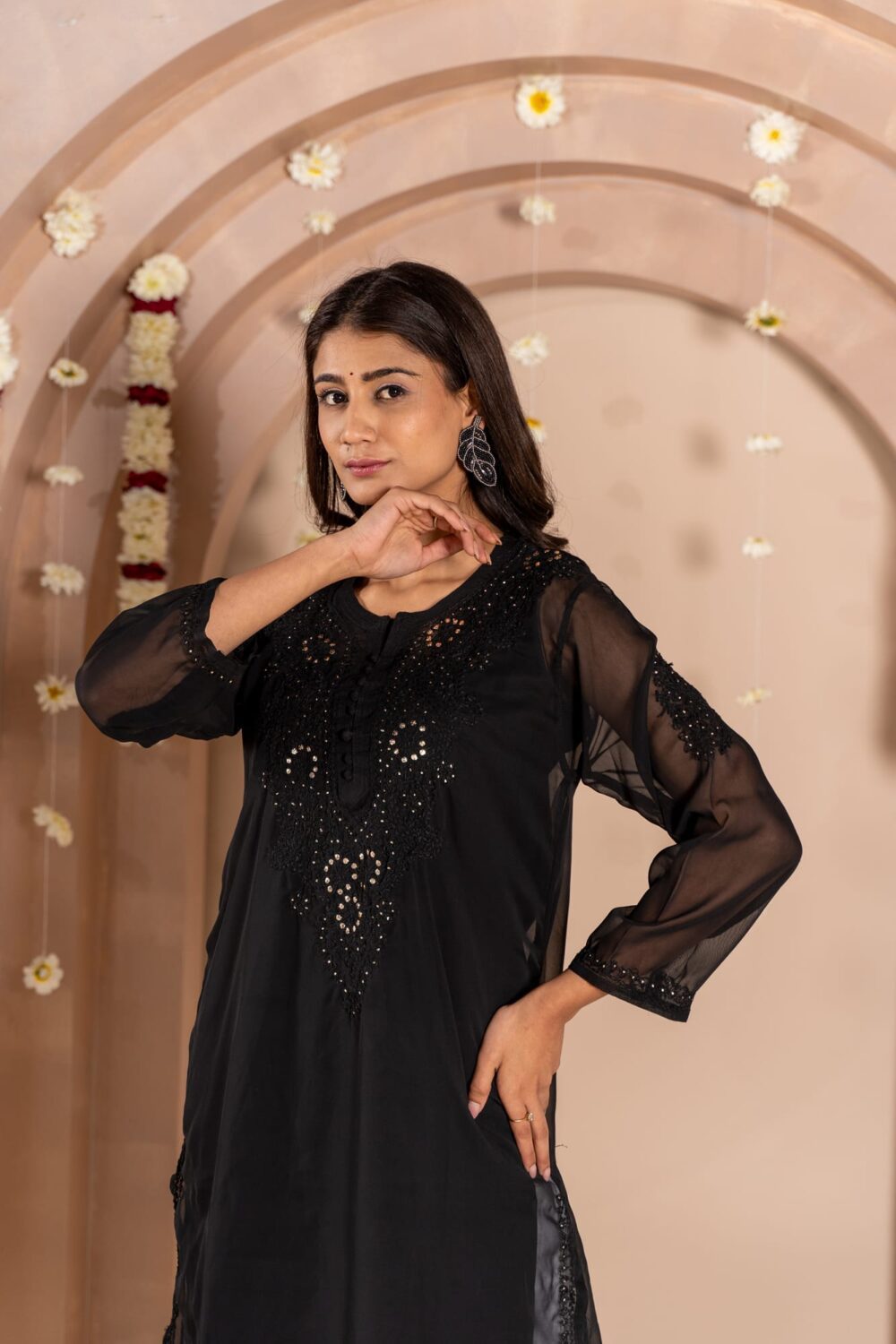 Jhanara Georgette kurti with mukesh work