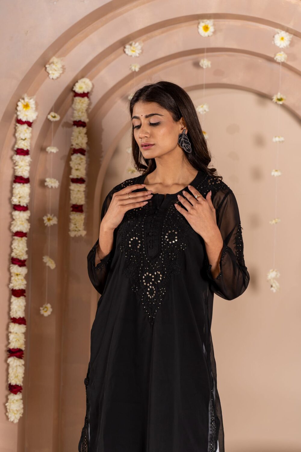 Jhanara Georgette kurti with mukesh work