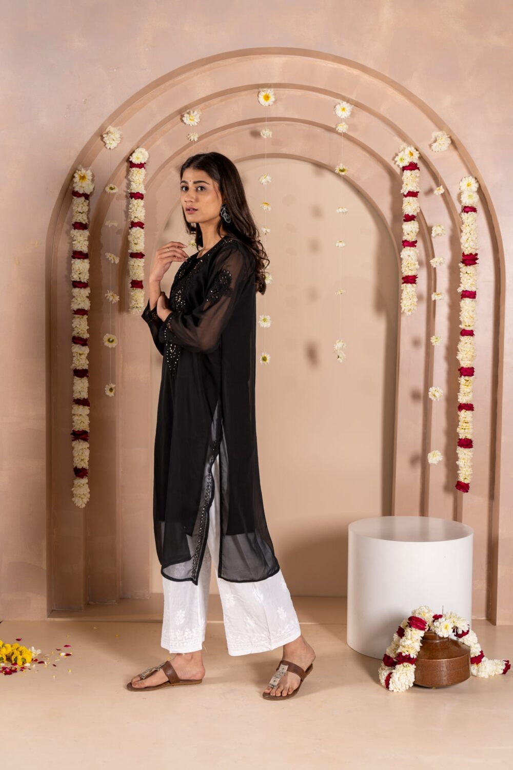 Jhanara Georgette kurti with mukesh work