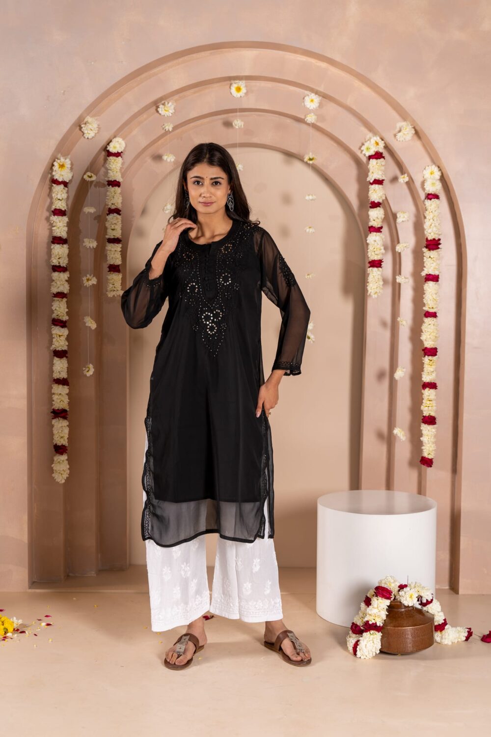 Jhanara Georgette kurti with mukesh work