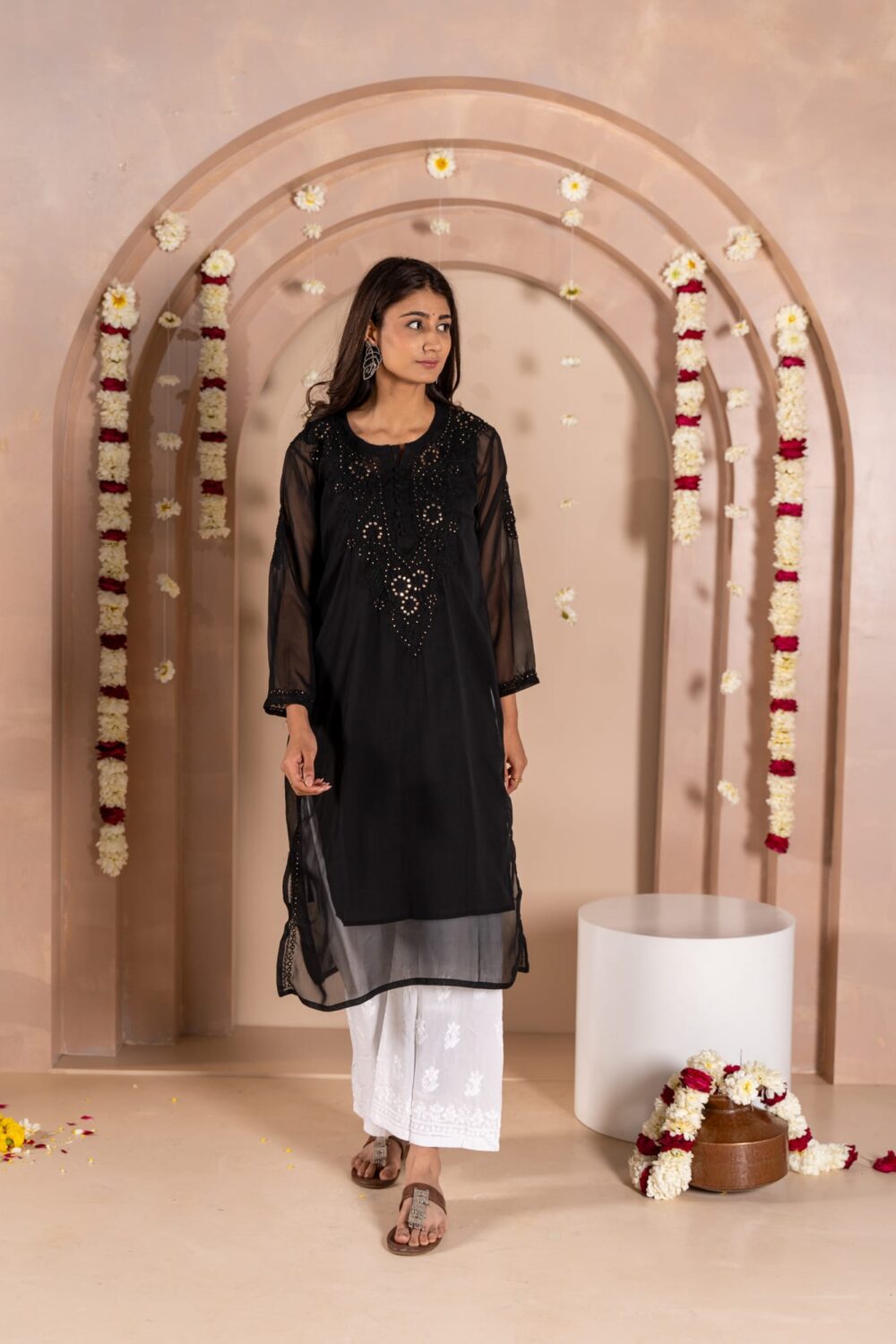 Jhanara Georgette kurti with mukesh work