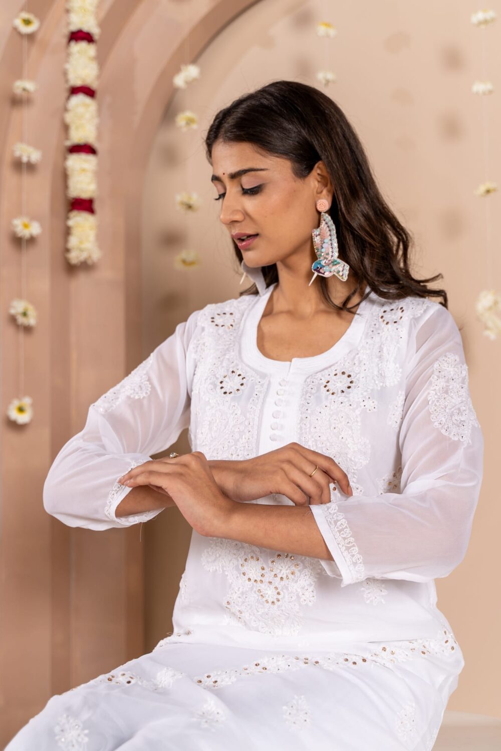 Jhanara Georgette kurti with mukesh work