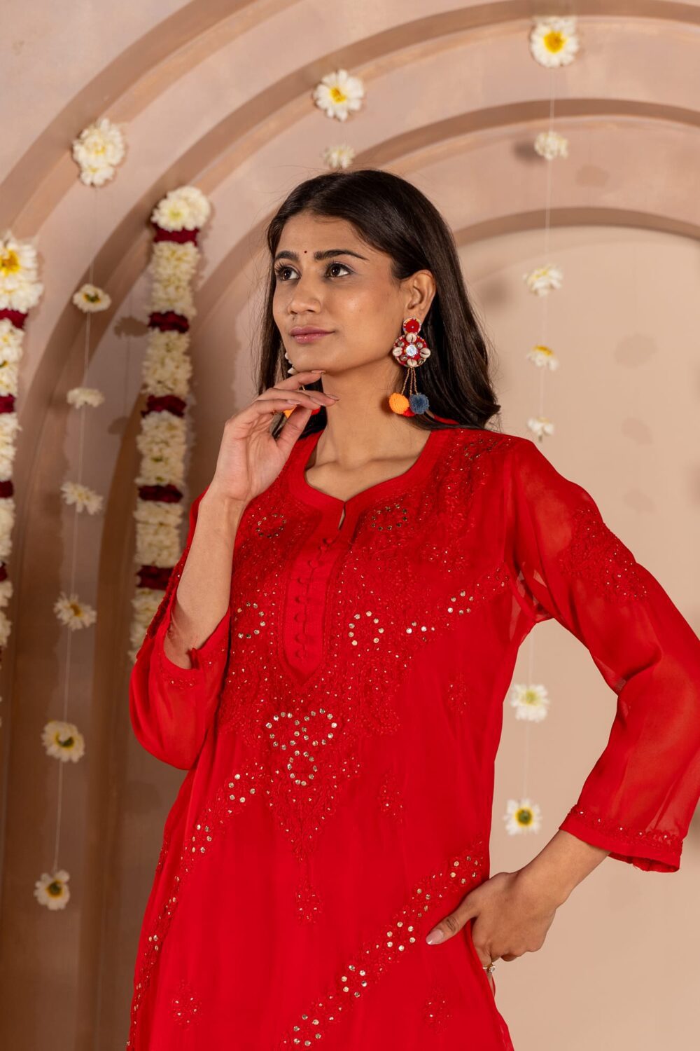 Jhanara Georgette kurti with mukesh work