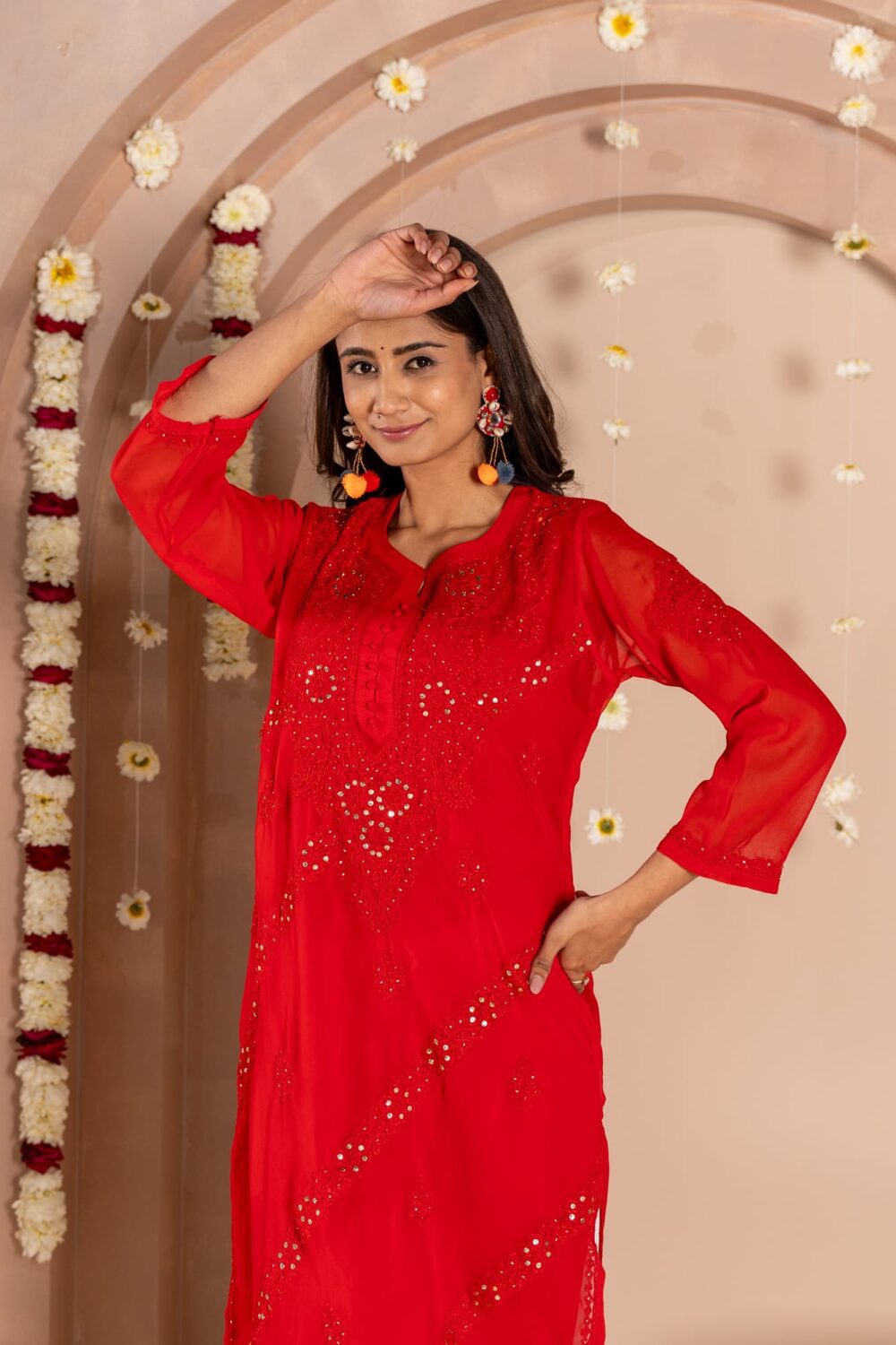 Jhanara Georgette kurti with mukesh work