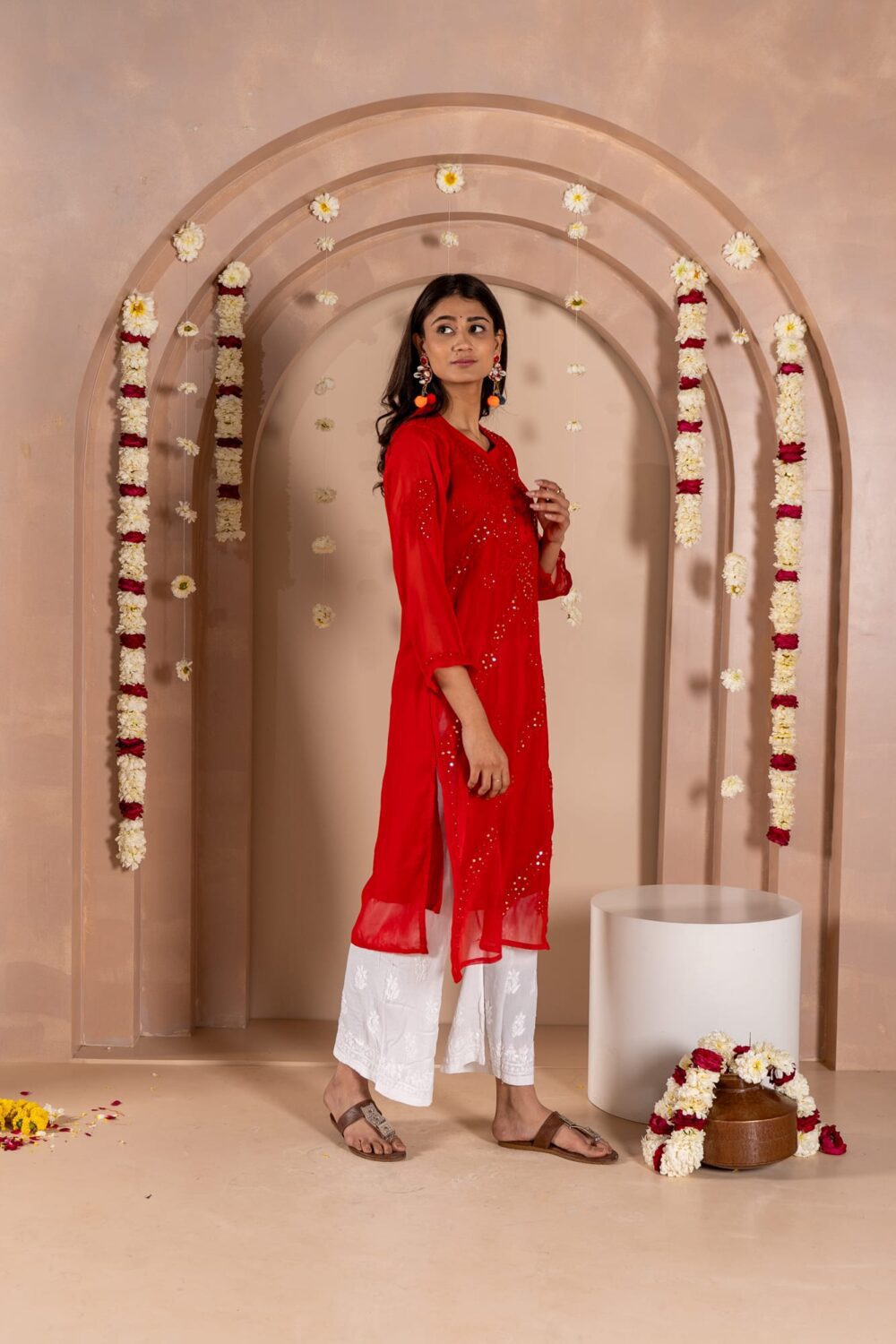 Jhanara Georgette kurti with mukesh work