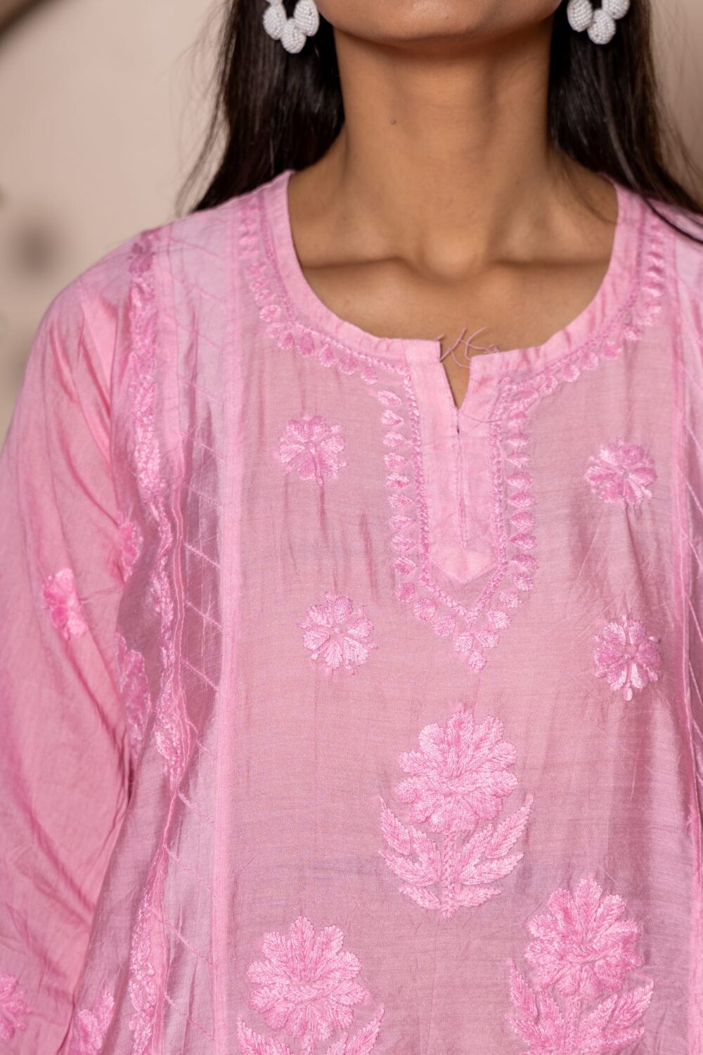 Mariyam Chanderi Chikankari Kurti & Palazzo Co-ord set