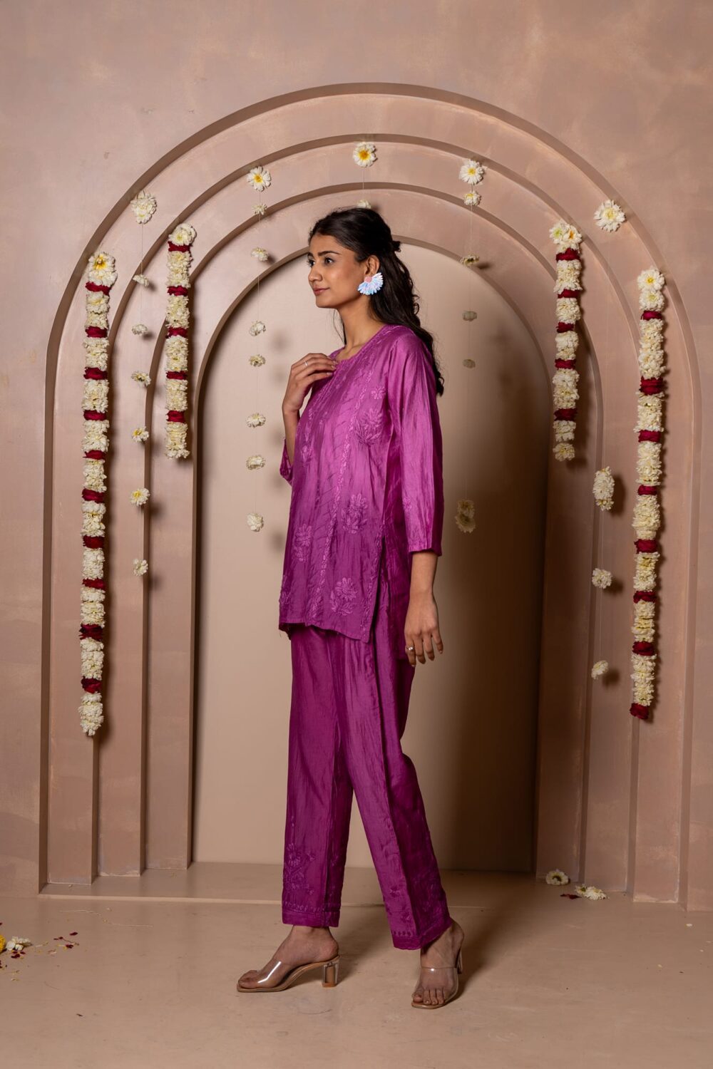 Mariyam Chanderi Chikankari Kurti & Palazzo Co-ord set