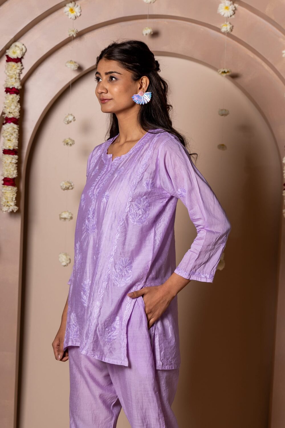 Mariyam Chanderi Chikankari Kurti & Palazzo Co-ord set