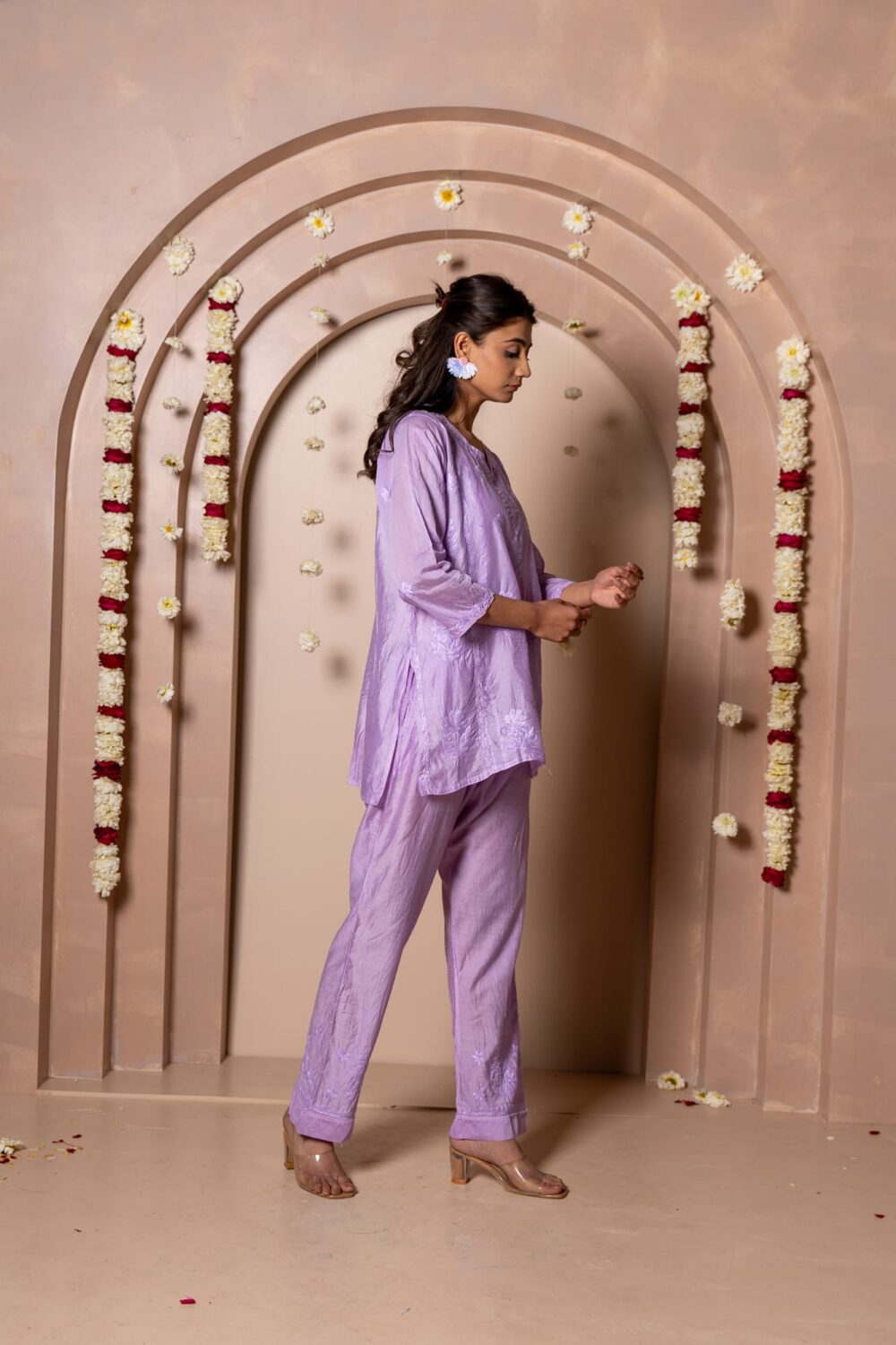 Mariyam Chanderi Chikankari Kurti & Palazzo Co-ord set