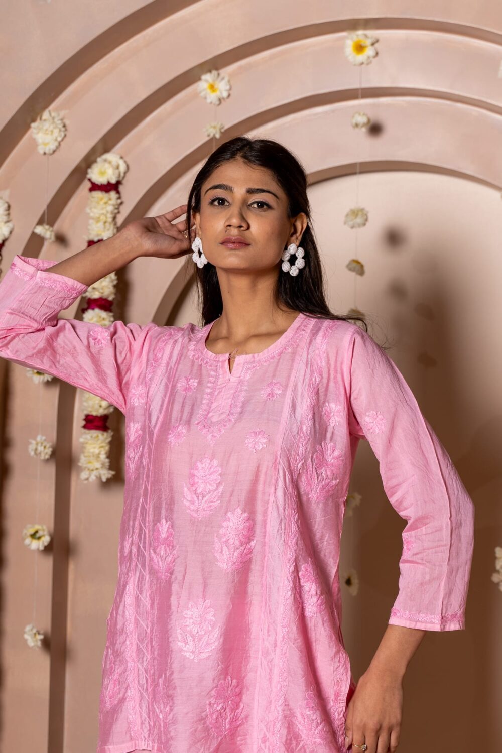 Mariyam Chanderi Chikankari Kurti & Palazzo Co-ord set