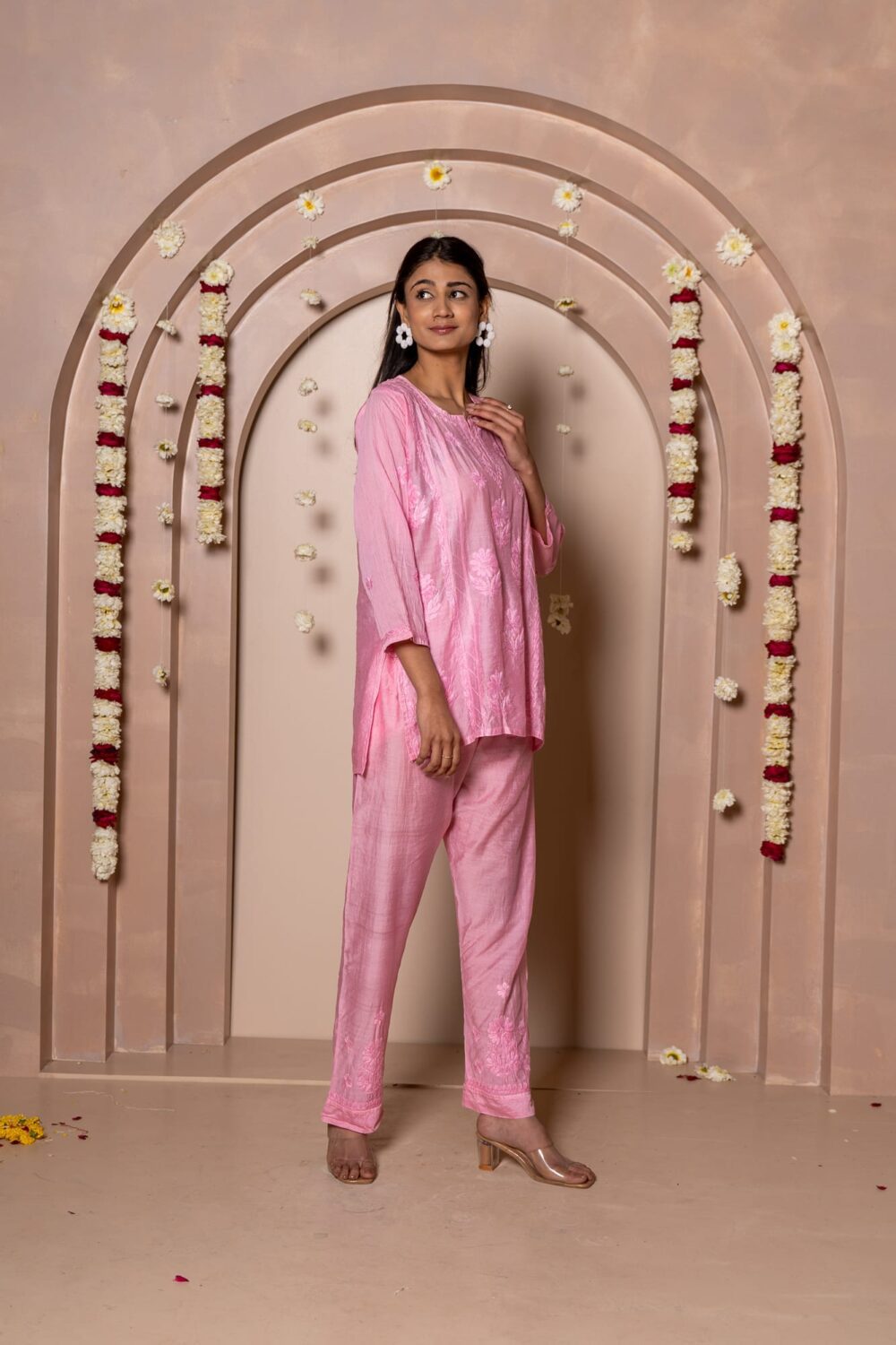 Mariyam Chanderi Chikankari Kurti & Palazzo Co-ord set