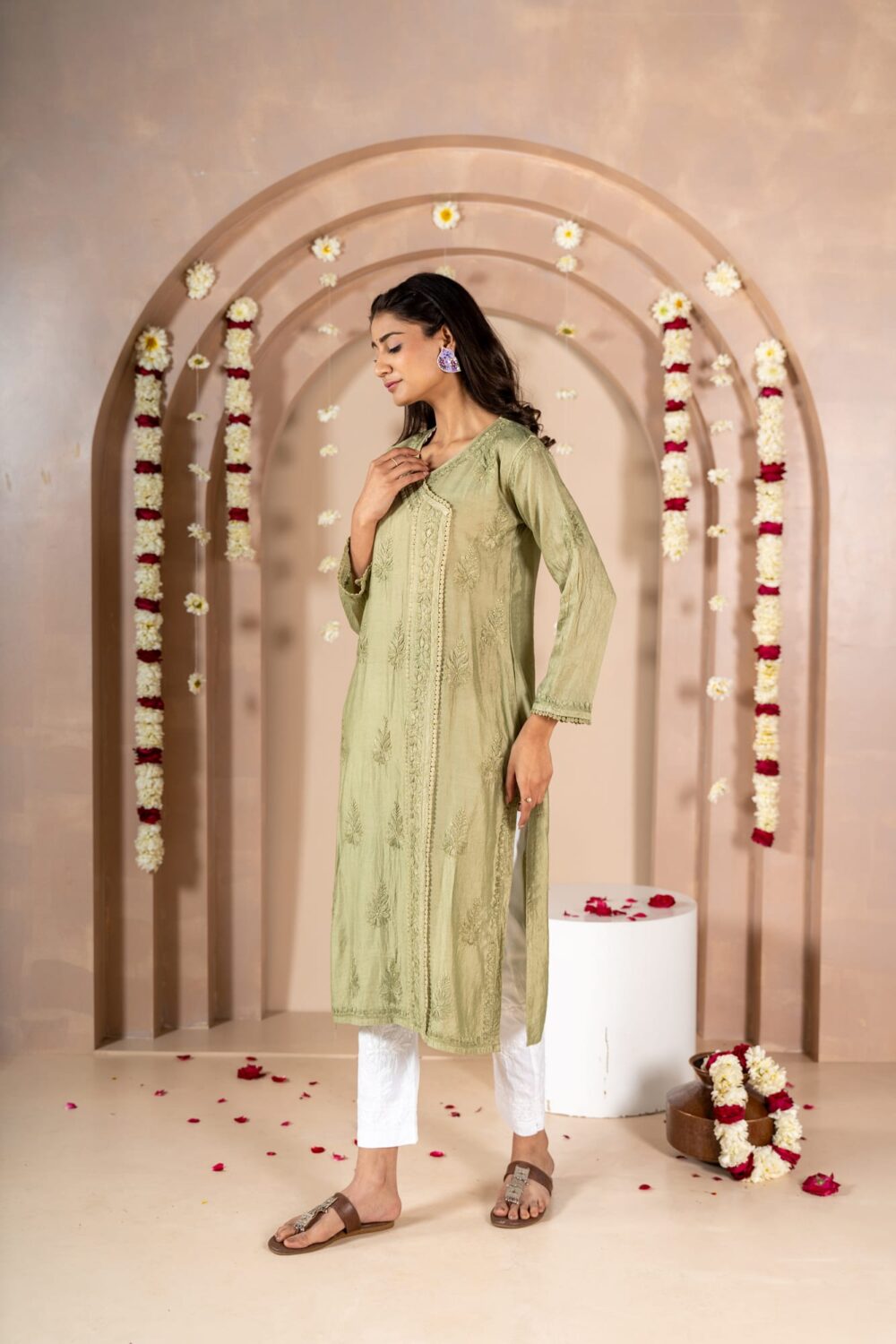 Noor-e-angrakh Chanderi Kurti