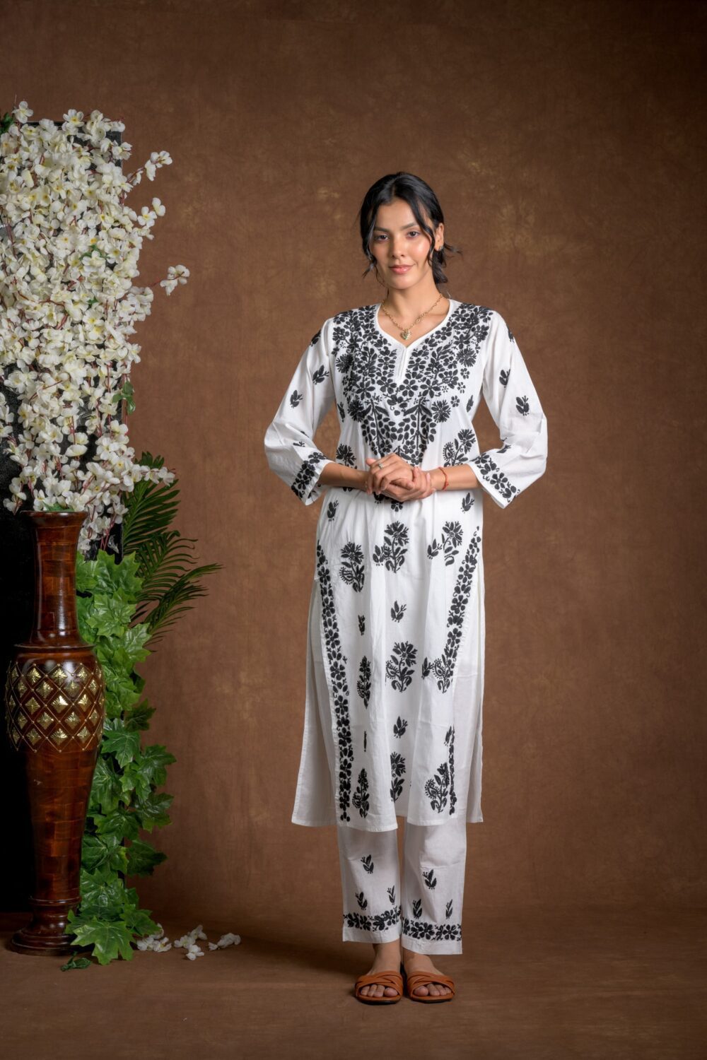 Gurbani Duo - Black and White Co-ord Sets for Solid Women's