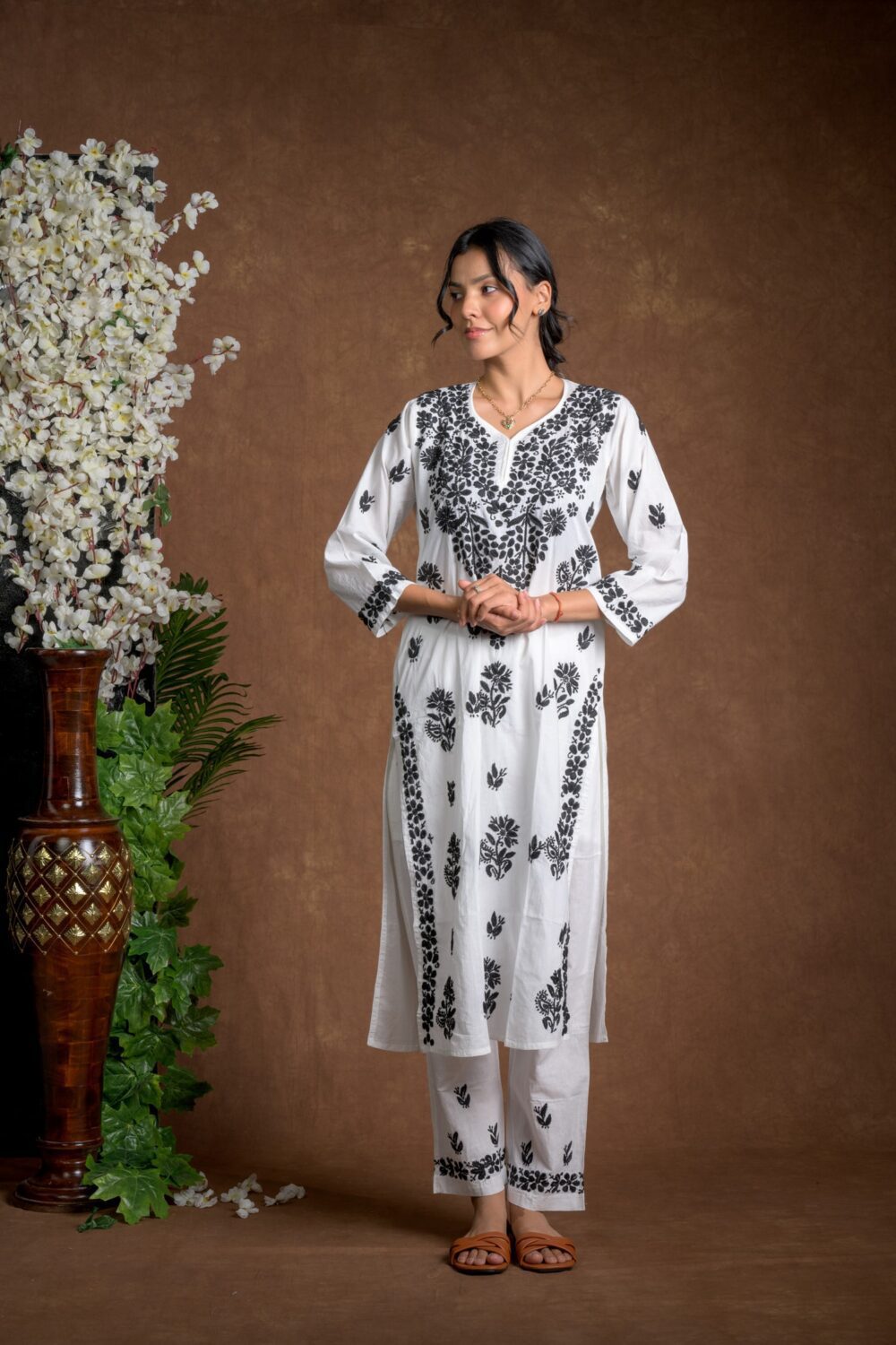 Gurbani Duo - Black and White Co-ord Sets for Solid Women's