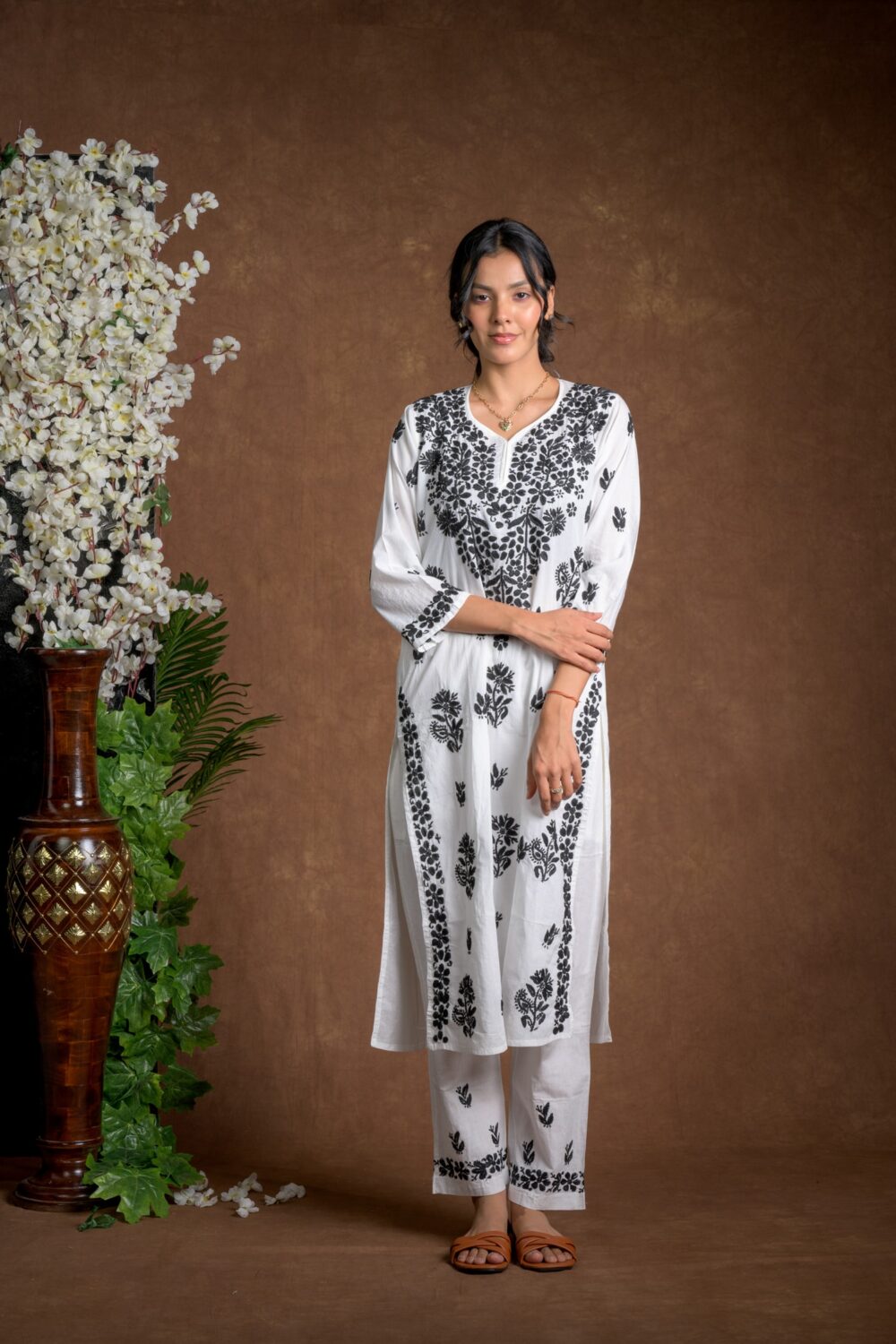 Gurbani Duo - Black and White Co-ord Sets for Solid Women's