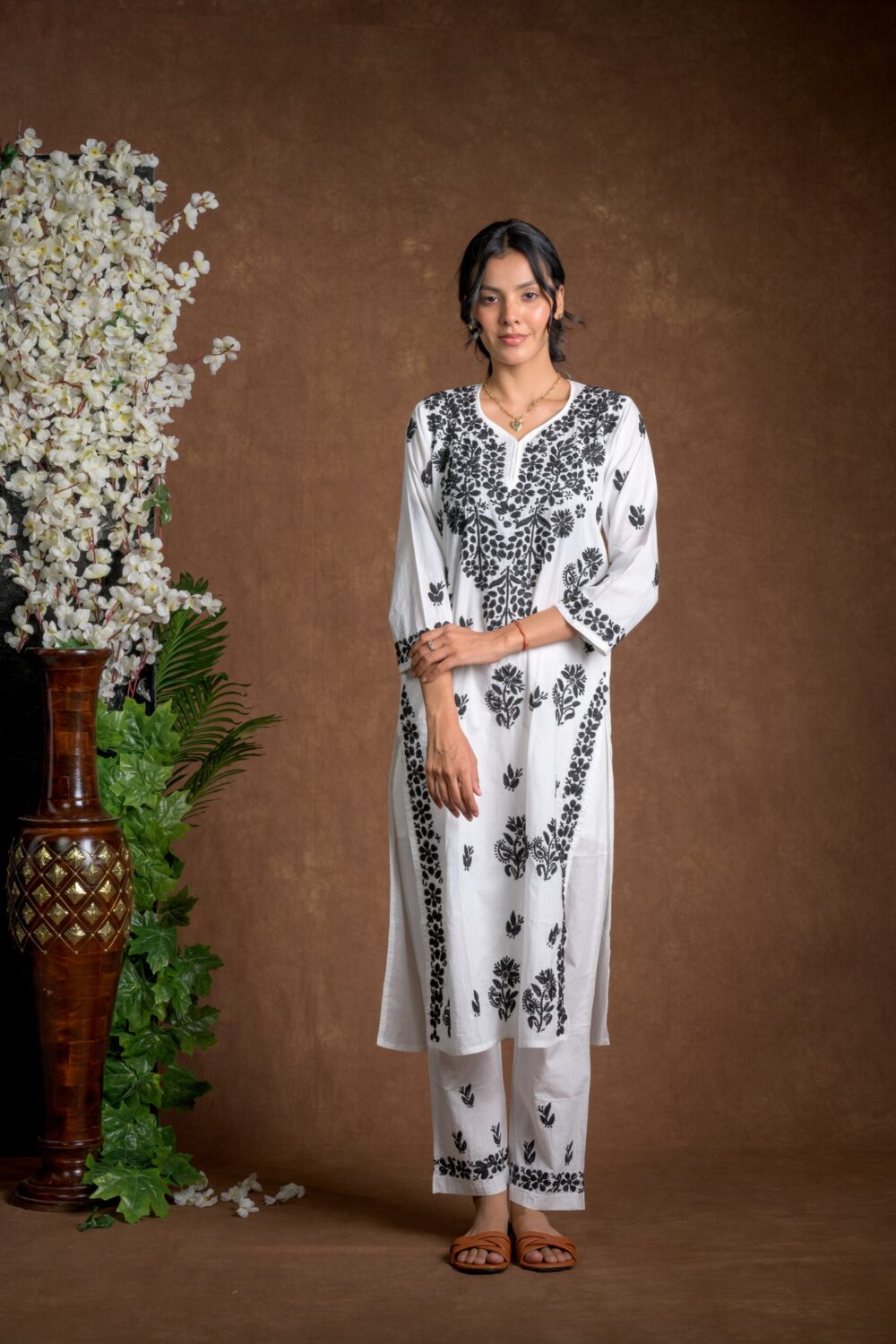 Gurbani Duo - Black and White Co-ord Sets for Solid Women's