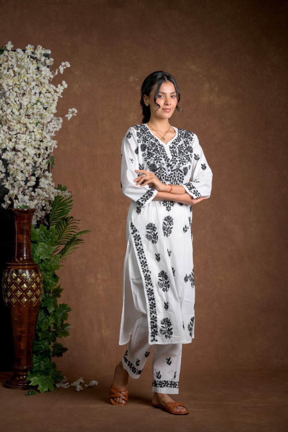 Gurbani Duo - Black and White Co-ord Sets for Solid Women's