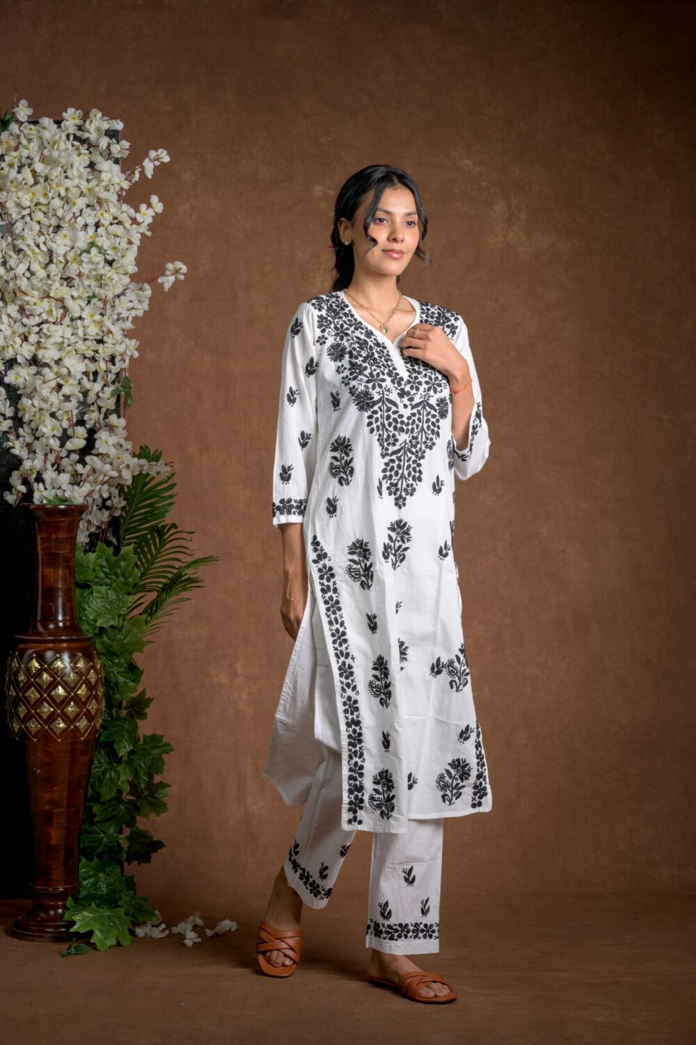 Gurbani Duo - Black and White Co-ord Sets for Solid Women's