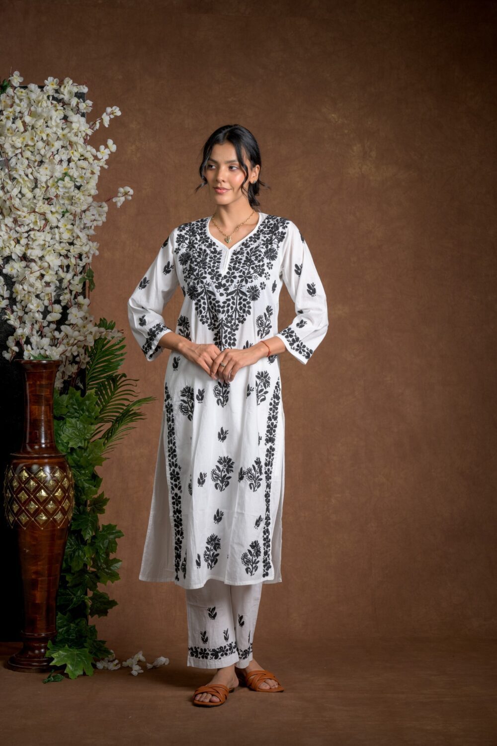 Gurbani Duo - Black and White Co-ord Sets for Solid Women's