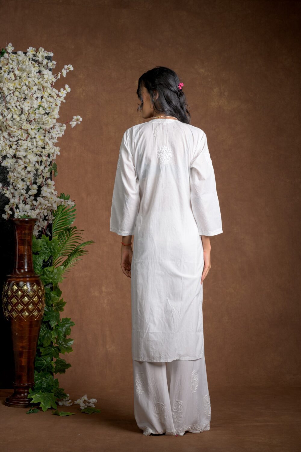 Gurbani Elegance - White Long Cotton Kurti