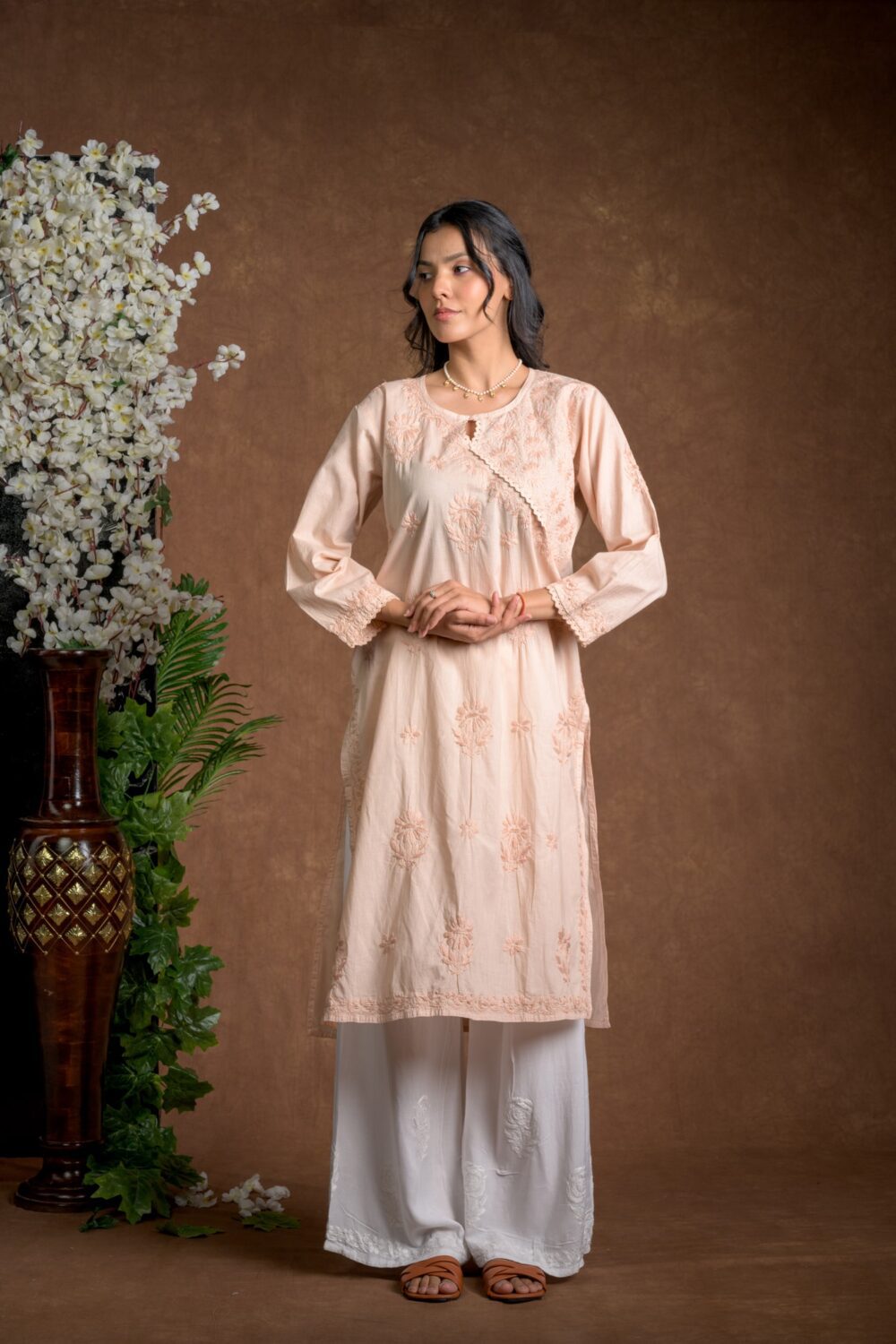 Gurbani Elegance - Mauve Long Cotton Kurti