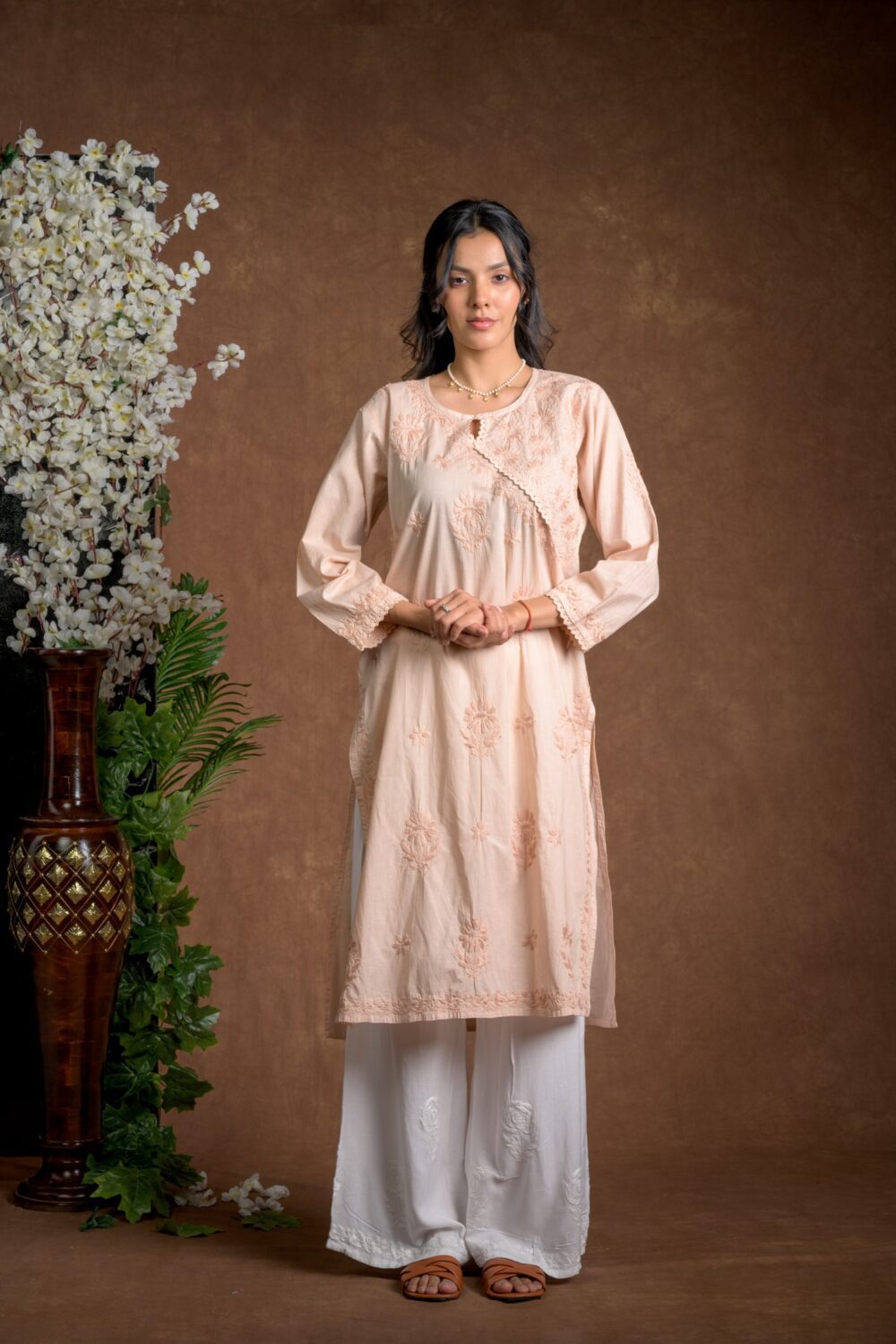 Gurbani Elegance - Mauve Long Cotton Kurti