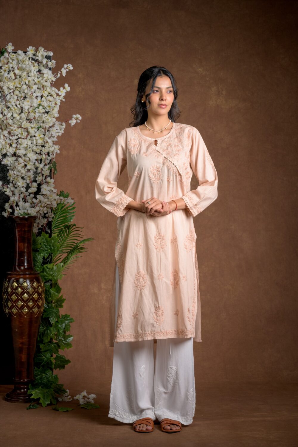 Gurbani Elegance - Mauve Long Cotton Kurti