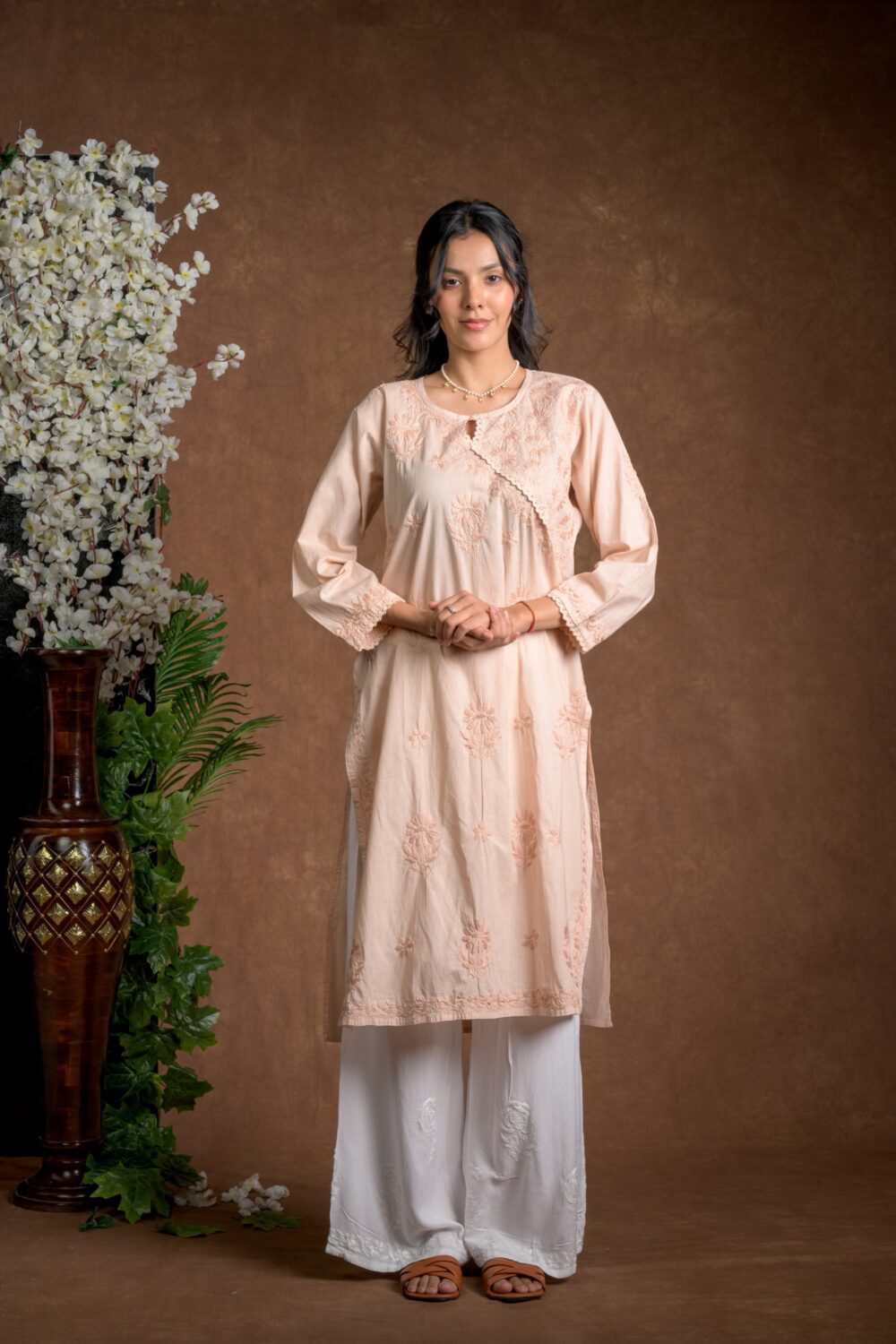 Gurbani Elegance - Mauve Long Cotton Kurti