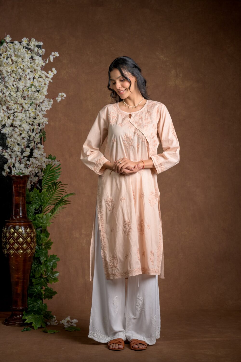 Gurbani Elegance - Mauve Long Cotton Kurti