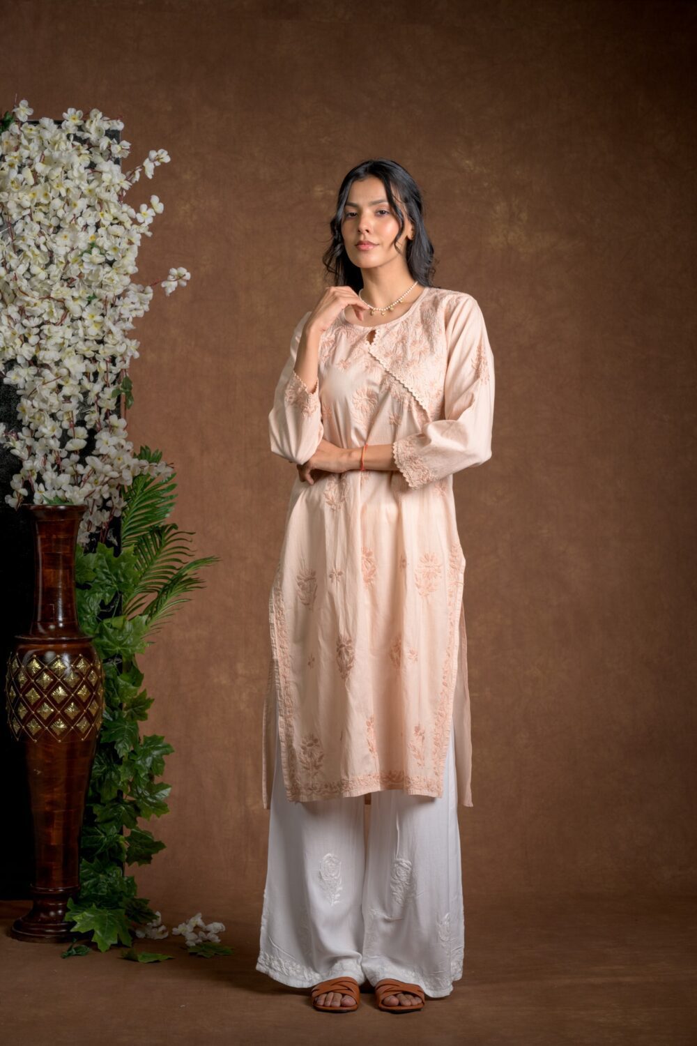 Gurbani Elegance - Mauve Long Cotton Kurti