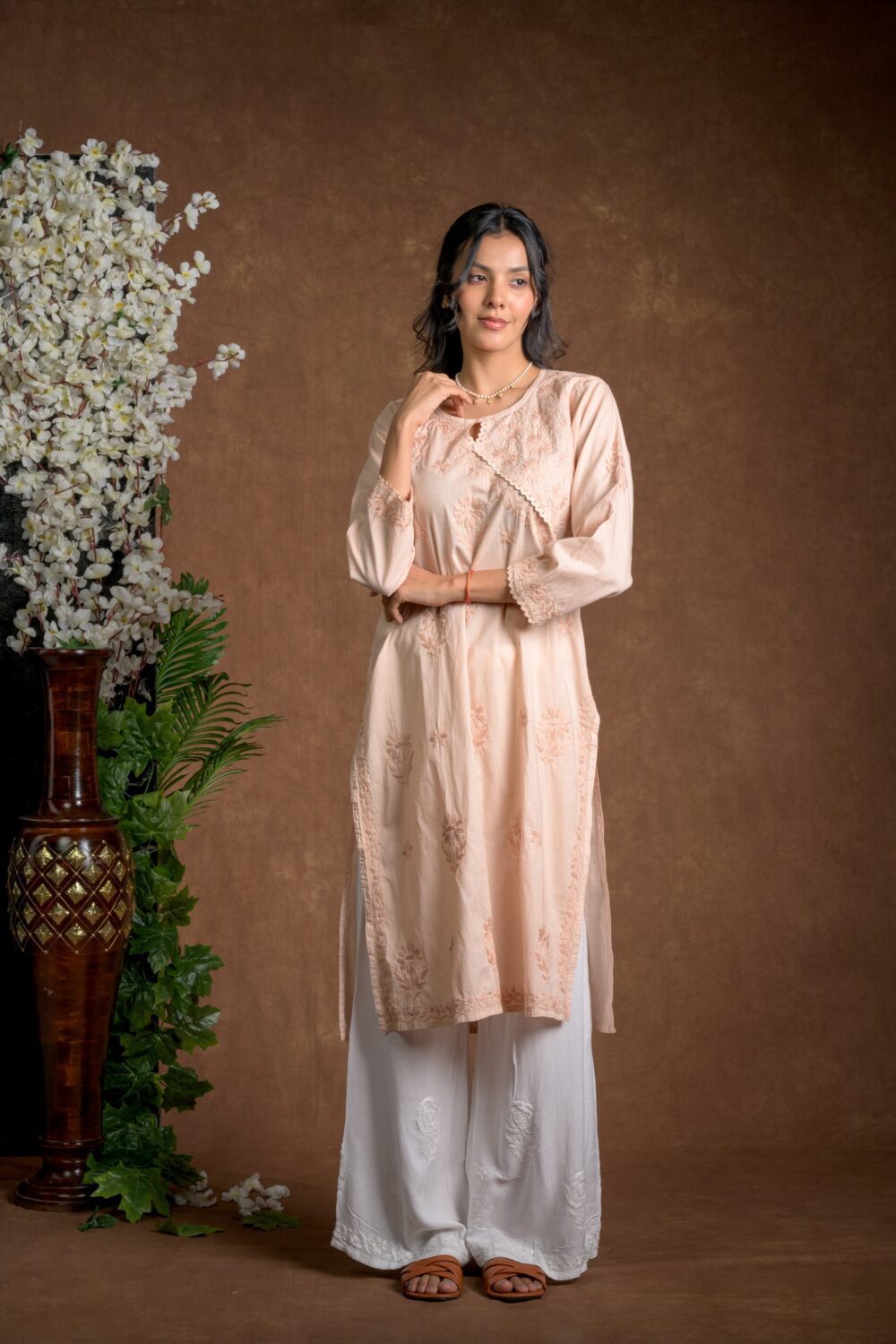 Gurbani Elegance - Mauve Long Cotton Kurti