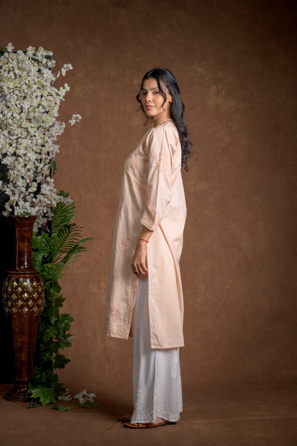 Gurbani Elegance - Mauve Long Cotton Kurti