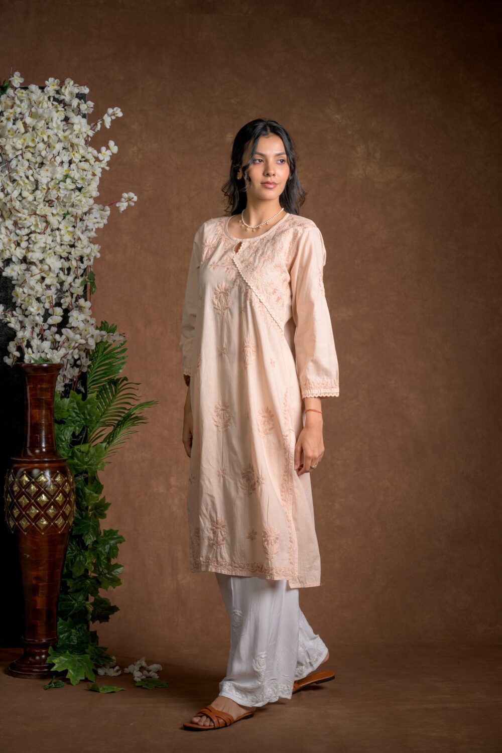 Gurbani Elegance - Mauve Long Cotton Kurti