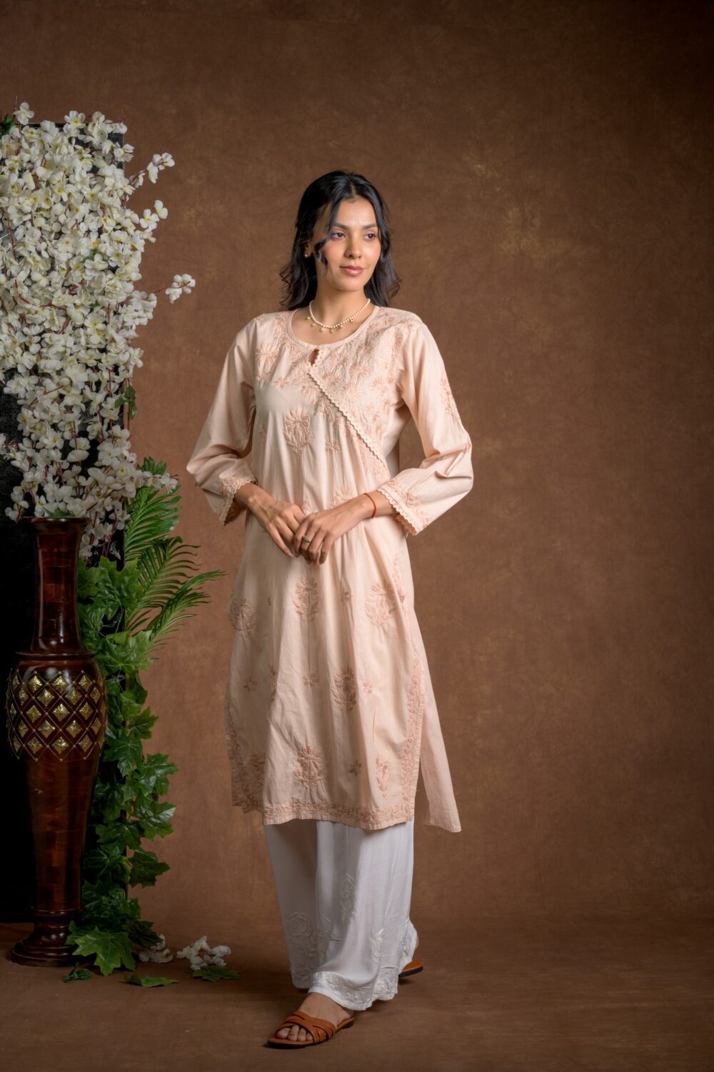 Gurbani Elegance - Mauve Long Cotton Kurti