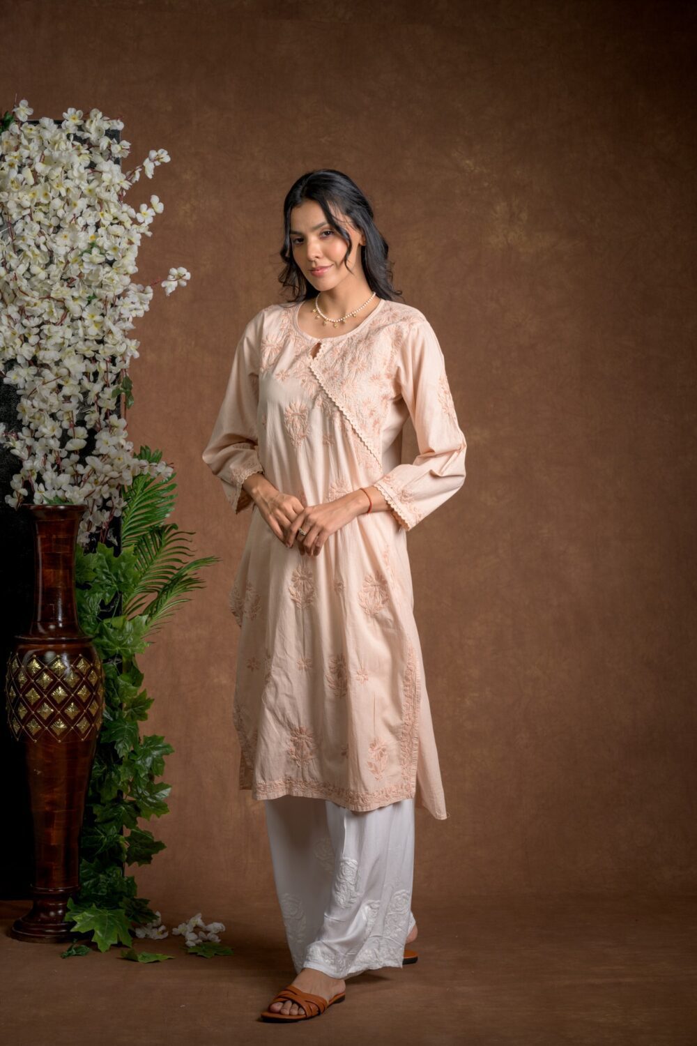 Gurbani Elegance - Mauve Long Cotton Kurti