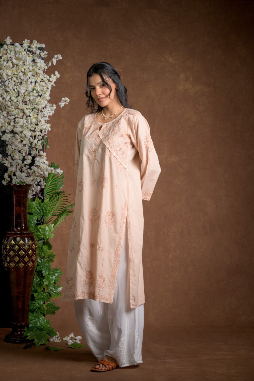 Gurbani Elegance - Mauve Long Cotton Kurti