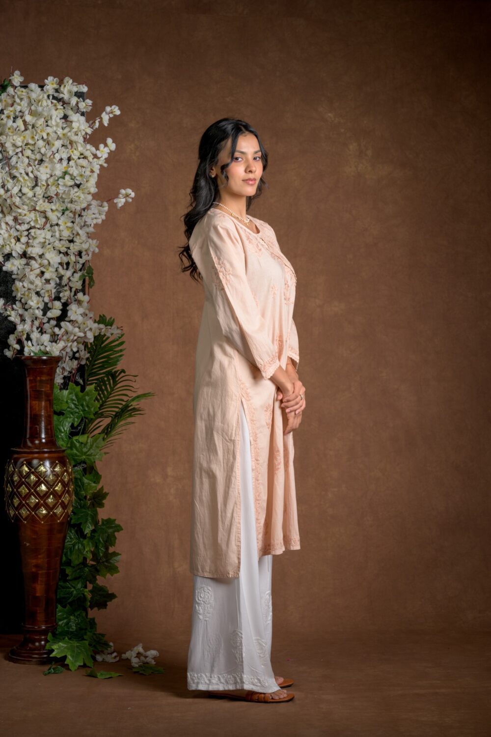 Gurbani Elegance - Mauve Long Cotton Kurti