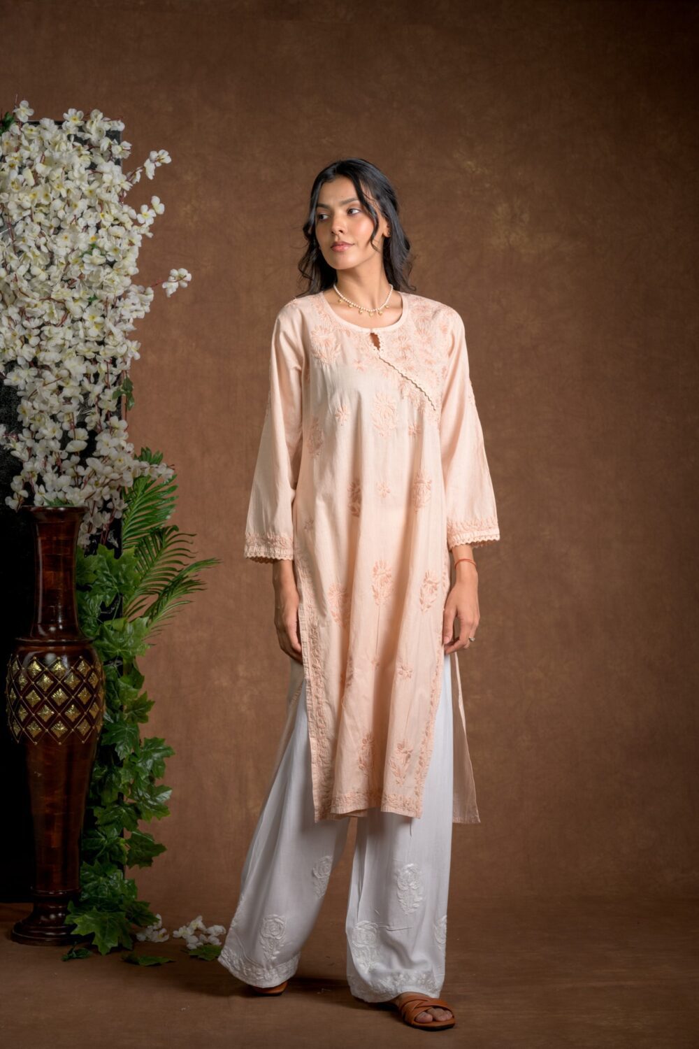 Gurbani Elegance - Mauve Long Cotton Kurti