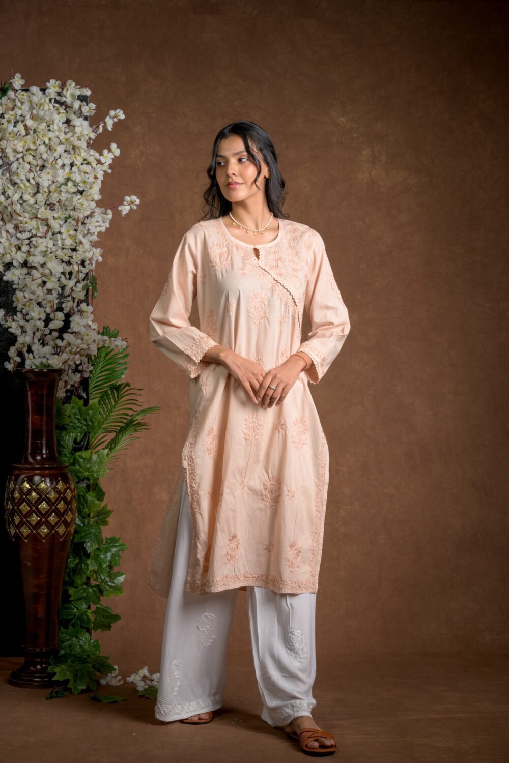 Gurbani Elegance - Mauve Long Cotton Kurti