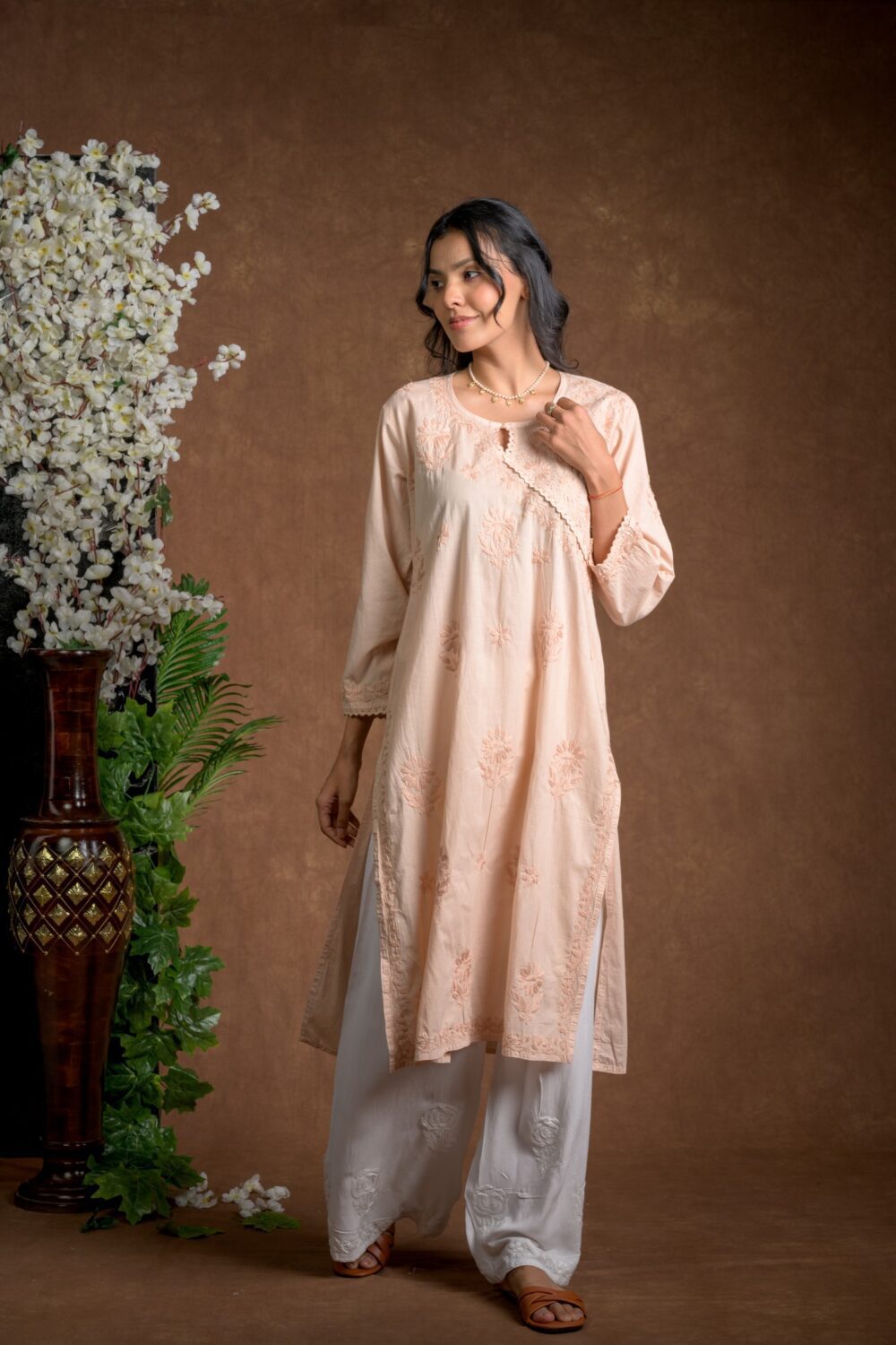 Gurbani Elegance - Mauve Long Cotton Kurti