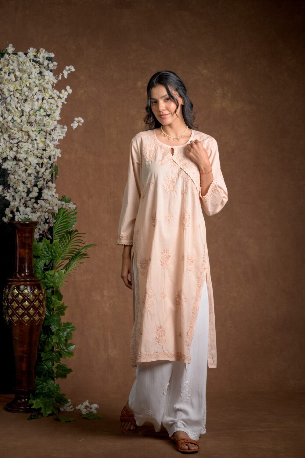 Gurbani Elegance - Mauve Long Cotton Kurti