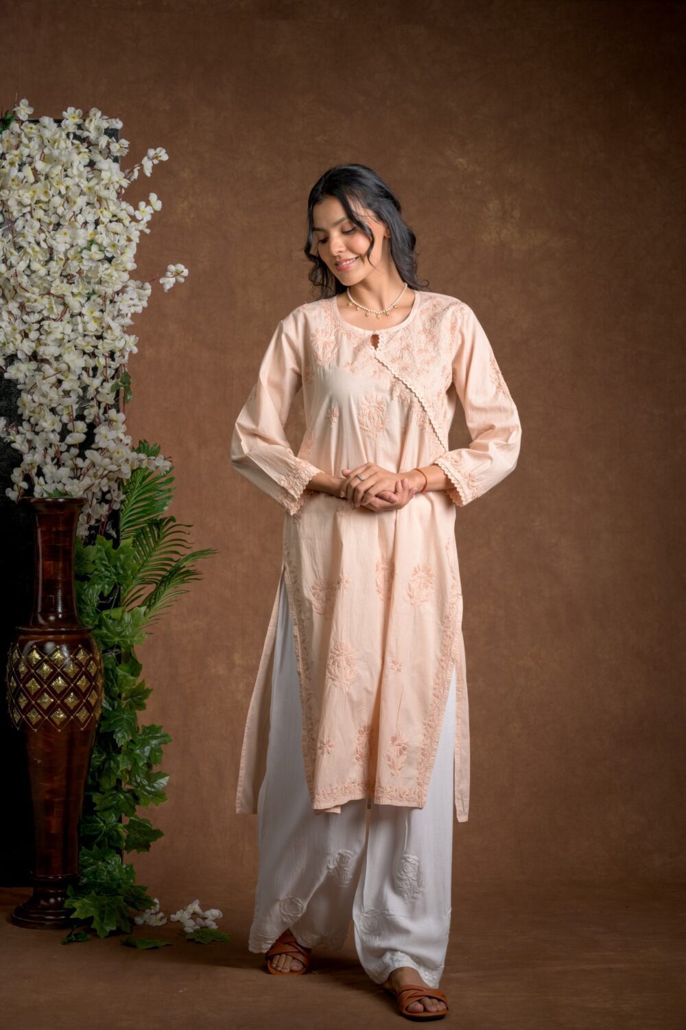 Gurbani Elegance - Mauve Long Cotton Kurti