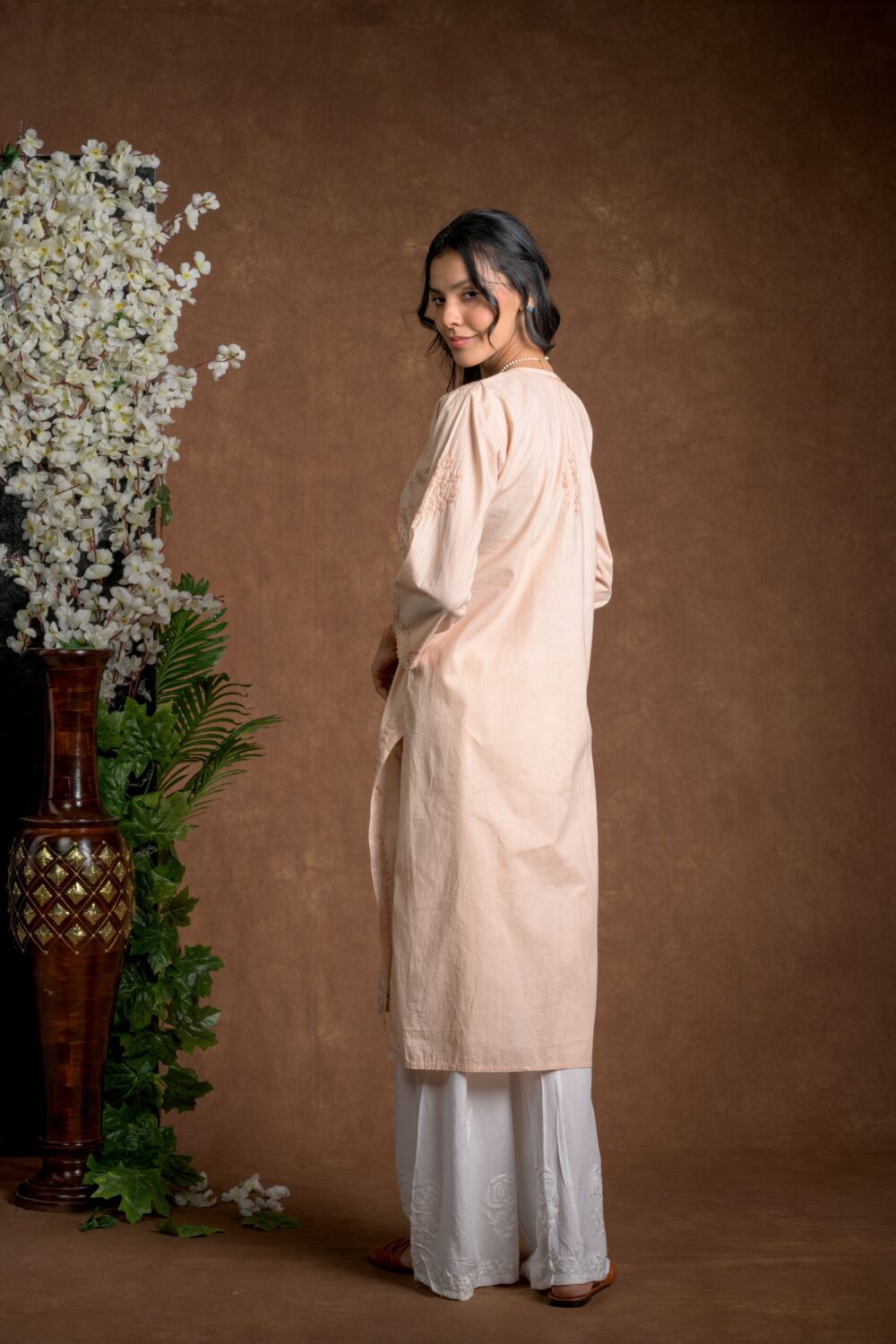 Gurbani Elegance - Mauve Long Cotton Kurti